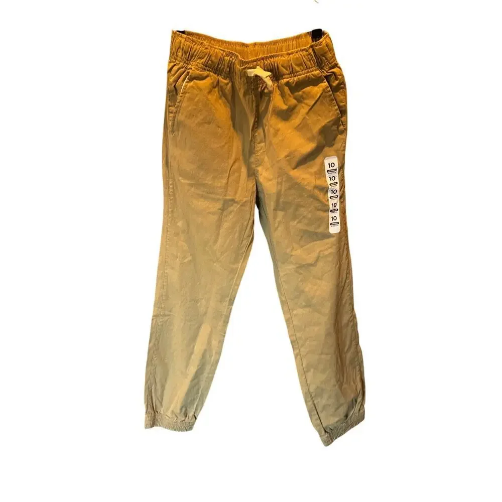 Children’s Place Boys Khaki Jogger Pants Size 10 Elastic Waist Pull-On Beige
